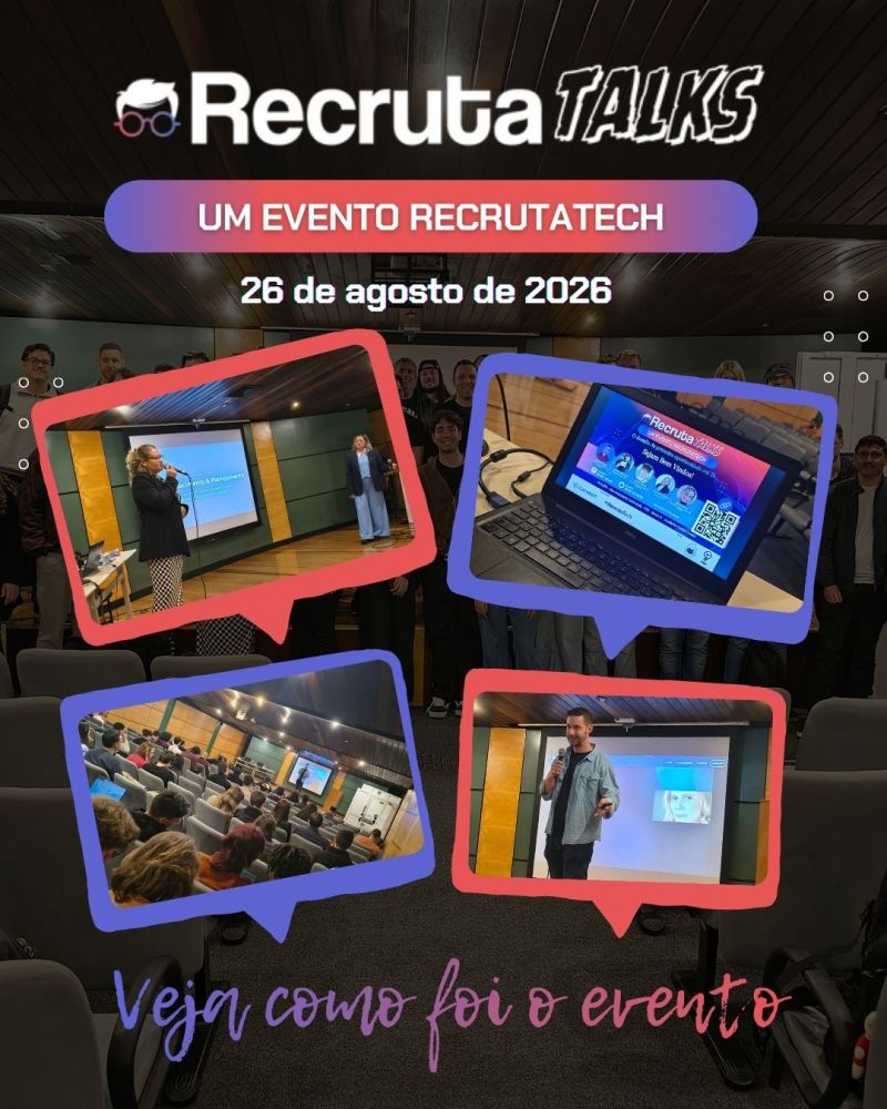 RecrutaTalks event collage at PUC-PR